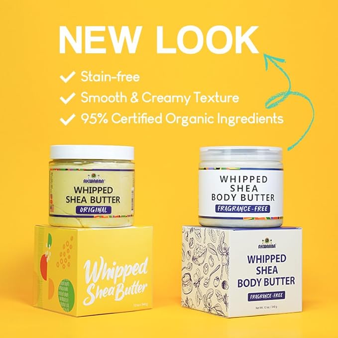 AKWAABA New Whipped Shea Body Butter (Pink Sugar) - Moisturizes, Glows & Softens Skin | Natural Raw Shea Butter | For Dry Skin | 12 oz / 340 g