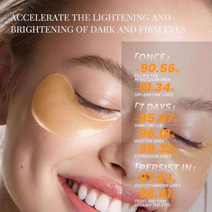 24k Gold Under Eye Patches - 60 Pcs Gold Eye Mask Anti-Aging, Under Eye Mask for Removing Dark Circles, Puffiness, Wrinkles.