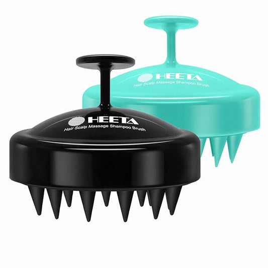 HEETA Scalp Massager Hair Growth 2-Pack, Soft Silicone Scalp Scrubber Shampoo Brush for Exfoliation Dandruff Removal Head Massage Stress Relax, Wet & Dry Use for Women Men Thick Thin Curly Hair Care
