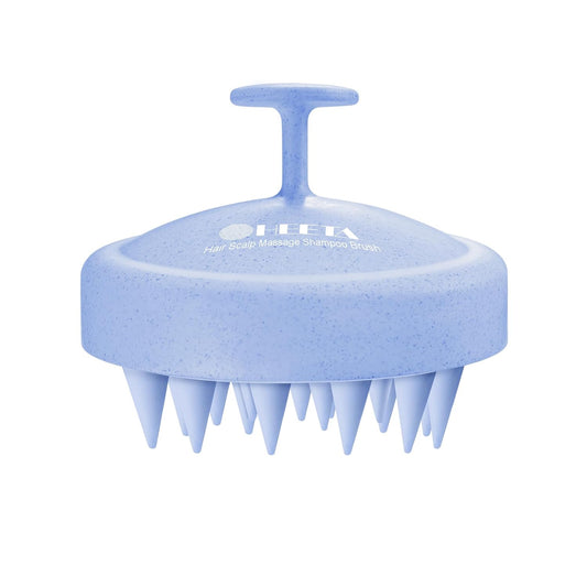 HEETA Scalp Massager Hair Growth, Soft Silicone Scalp Scrubber Shampoo Brush for Exfoliation, Dandruff Removal & Head Massage Stress Relax, Wet & Dry Use for Thick, Thin Hair Care, Wheat Straw Blue