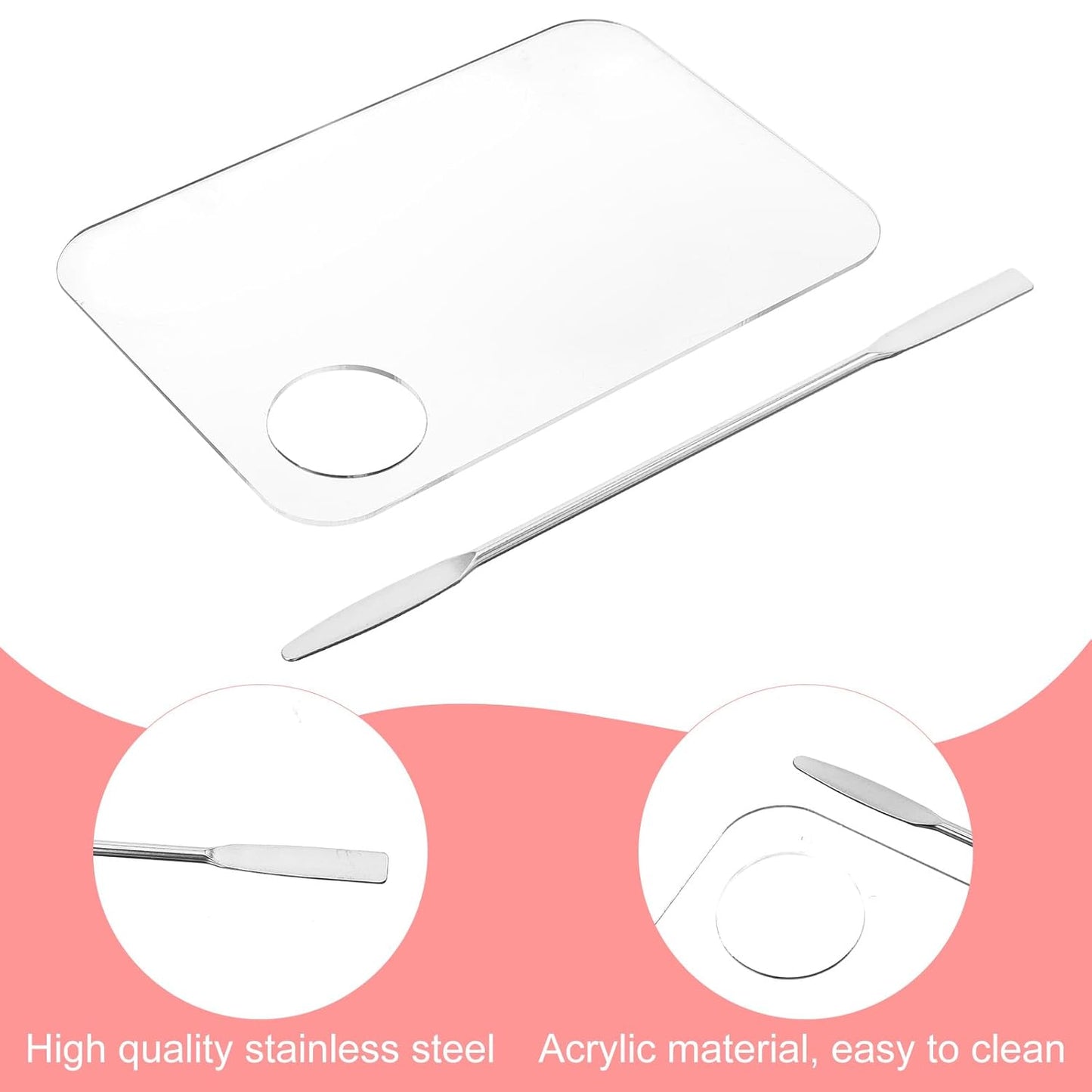 2PCS Acrylic Makeup Mixing Palette with Blending Sticks Shimmeroo Professional Cosmetic Makeup Mixing Palette Artist Tool for Foundation Eye Shadow Lipsticks Nail Art Pigment Blending