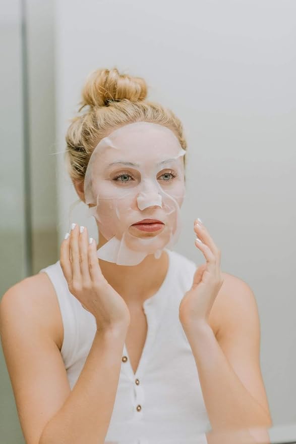 Karuna Skin - Brightening+ Sheet Masks for Radiant Skin, Hydrating Face Mask Skin Care Essential, Face Mask with Grapefruit Seed & Rare Asian Plant Extracts Plus Salicylic Acid, 4 Sheets per Pack