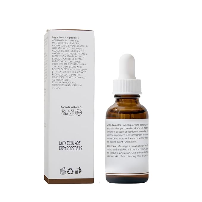 Caffeine Eye Serum With EGCG For Dark Circles and Puffiness, Anti Aging 5% Caffeine Solution For Puffy Eyes, Fine Lines, Moisturizing Under Eye Serum, 2PCS.
