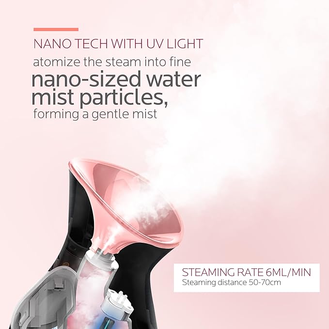 Colorfarm Facial Steamer Nano Ionic: Face Steamer Deep Cleaning Unclogs Pores - Humidifier Warm Hot Mist Home Sauna Spa for Women Men Sinuses Moisturizing