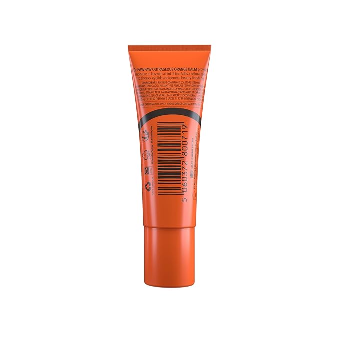Dr.PAWPAW Outrageous Orange Balm, Multi-Purpose Natural No Fragrance, for Hydrating Lips, Skin, Hair, Cuticles, Nails & Beauty Finishing (10 ml)