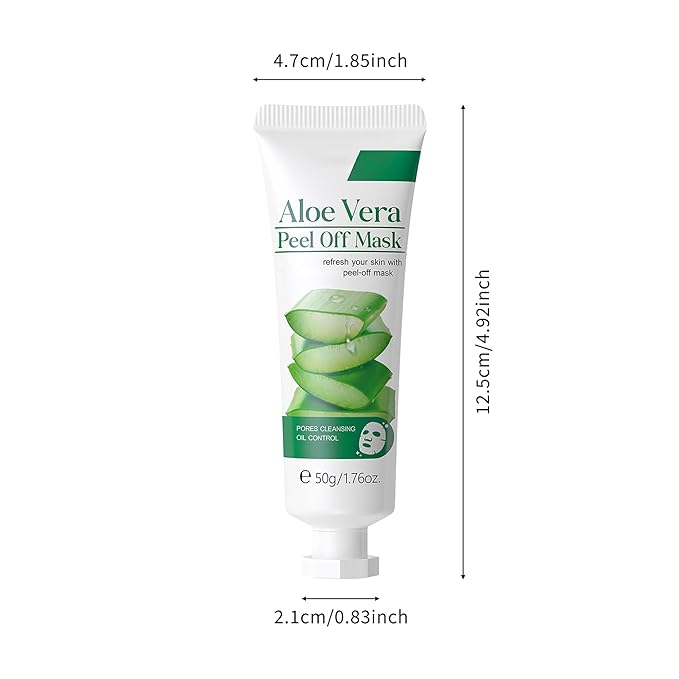 Aloe Vera Gel Peel Off Mask, Peel-Off Face Mask Gel - Natural Hydrating Aloe Vera Peel-Off Mask Long-lasting Moisturizing & Locks in Moisture for Dry, Oily & Sensitive Skin, 1.76Oz