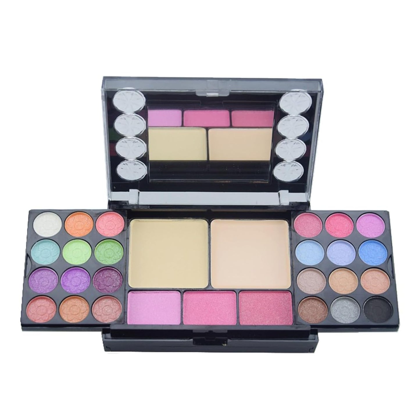 VolksRose Multi Functional Makeup Palette Set:24 Eyeshadow+3 Gradient Blushes+2 Highlights+Lipsticks 4 Colors,Complete Tools (Powder Puff+Dual-Ended Brush+Sponge Sticks+Mirror),Portable Present Case