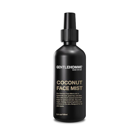 Coconut Face Mist - Men’s Facial Spray - with Hyaluronic Acid, Aloe Vera & Green Tea - Refresh, Moisturize & Hydrate - Use Day & Night - Safe for All Skin Types - Vegan - 3.4oz - 1 Pack