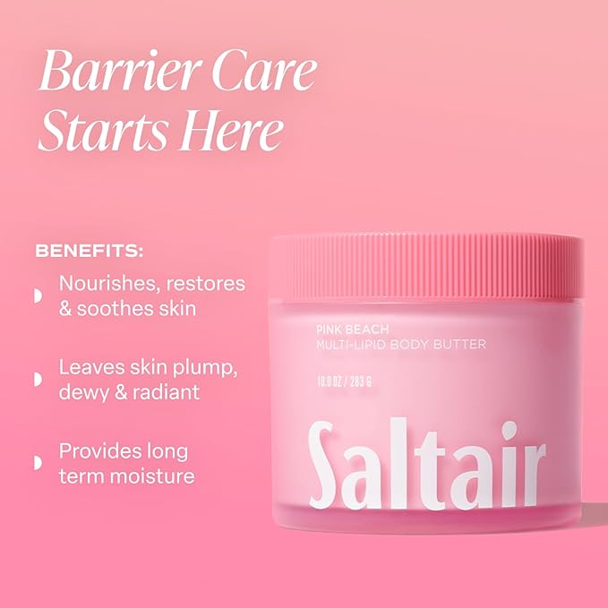 Saltair Pink Beach Body Mist 2 Pack, Body Oil, After Shower and Bath Oil Moisturizer, & Multi-Lipid Body Butter Bundle