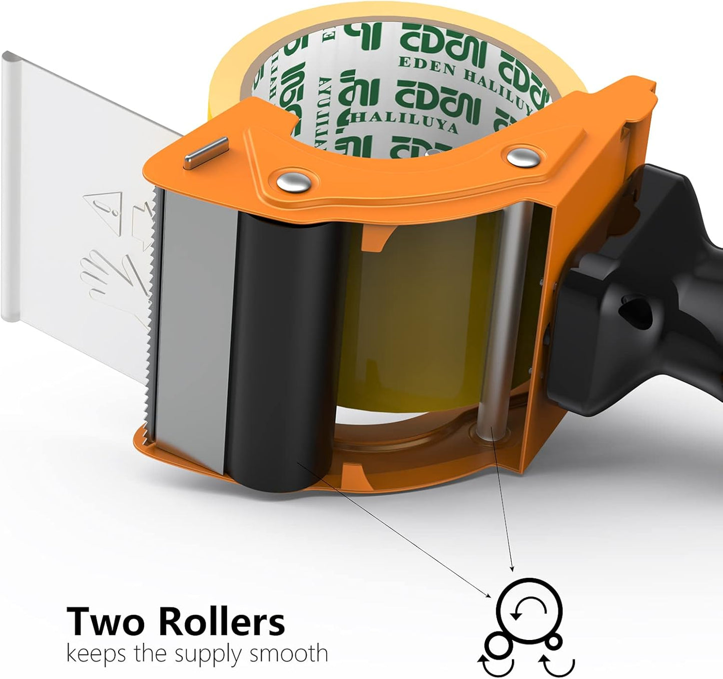 Fast Reload 3 Inch Wide Large Tape Gun Dispenser Packing Packaging Sealing Cutter, Orange