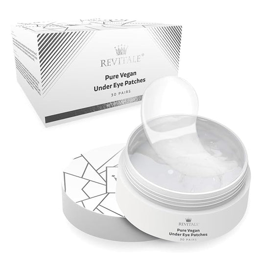 Pure Vegan Under Eye Patches, Helps Reduce Puffy Eyes & Dark Circles, Revitalise Dull Eye Masks - Nourishes, Renews, Soothes (Jar - 30 Pair)