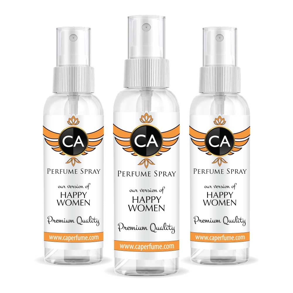 CA Perfume Eco Refill Impression of Happy Women For Women EDP Perfume Concentrated Long Lasting Eau de Parfum Spray Refillable Atomizer Bottle 2 Fl Oz/60ml-X3