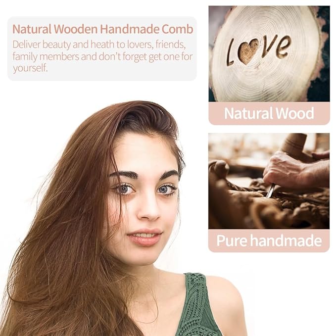 Wooden Scalp Massager Loc Comb - Handmade Green Sandalwood Scalp Massage Comb - Head Massager Wood Therapy Massage Tools - Manual Guasha tool for Soothing Head Massage - Birthday Gift for Women Men