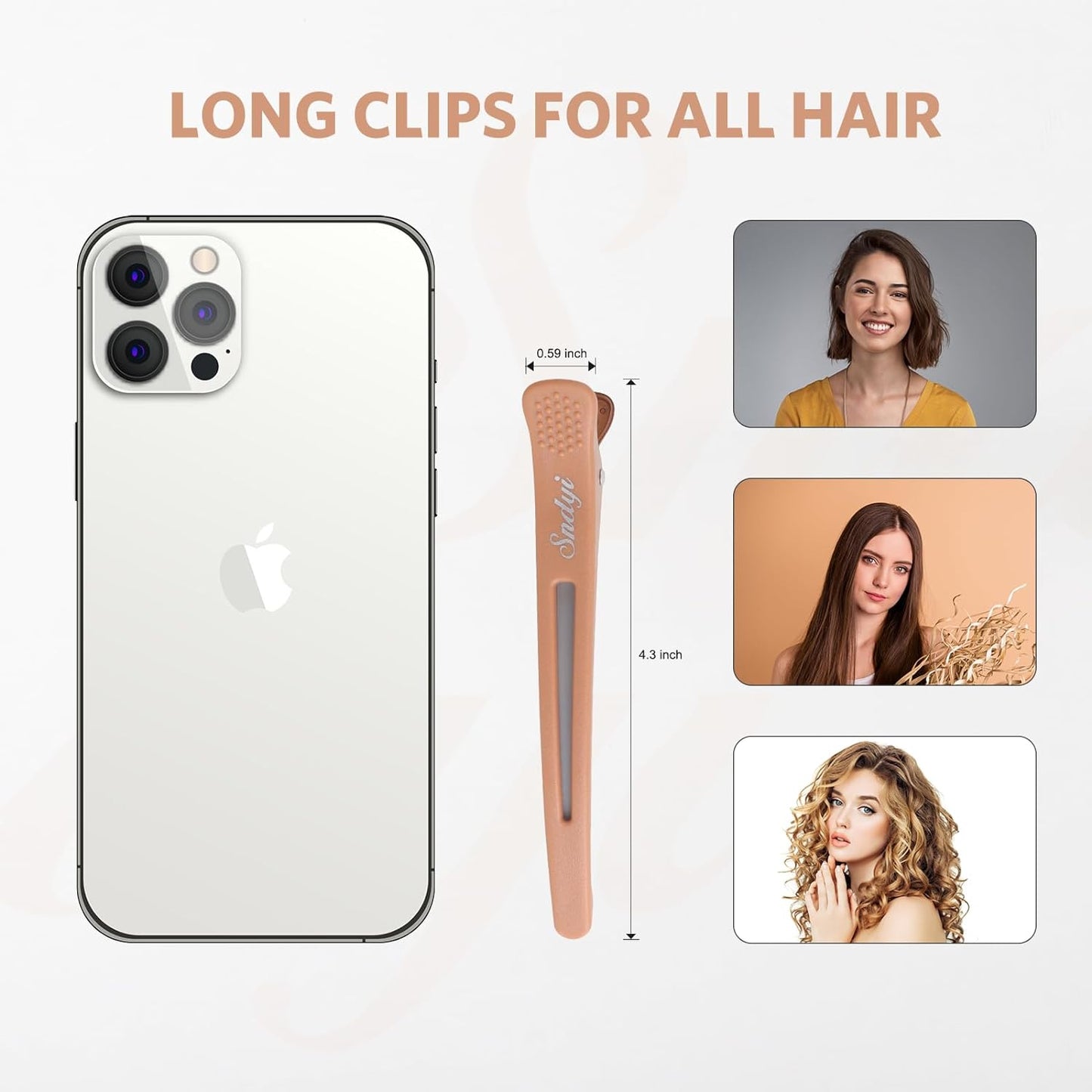 Sndyi 12pcs Neutral Hair Clips for Styling Sectioning - Non Slip Duck Billed With Silicone Band, Roller Clips, Salon Cutting Clips for Hairdresser, Barber, Women, Men