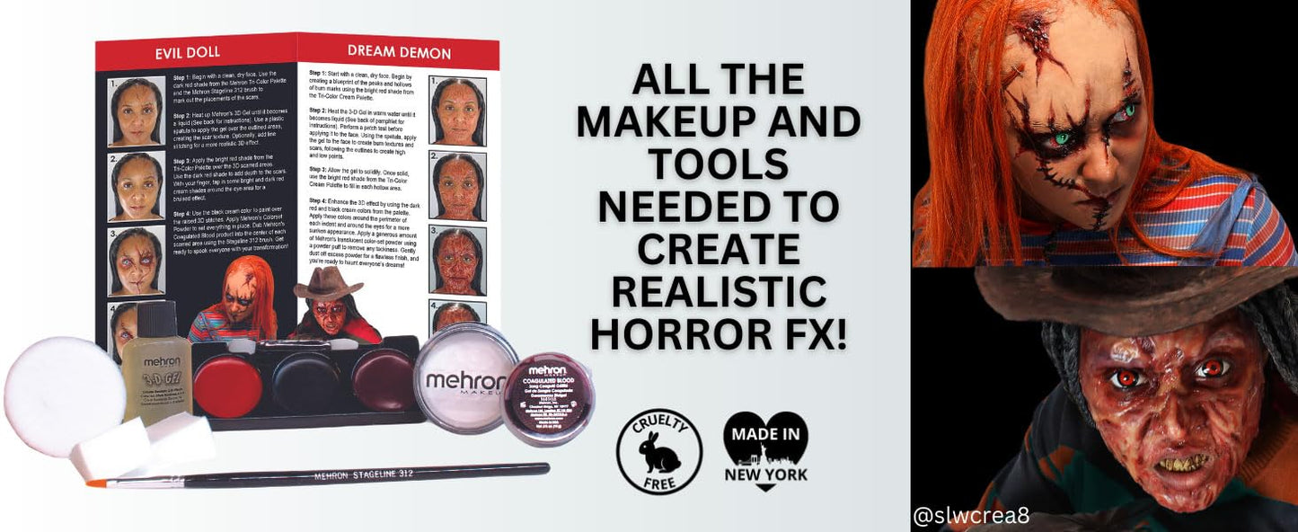 Mehron Makeup Premium Character Kits| Character Kits for Halloween & Cosplay| Made in the USA | Complete Kit Includes all Makeup, Tools, & Instructions on How to Create the Look | (Horror FX)