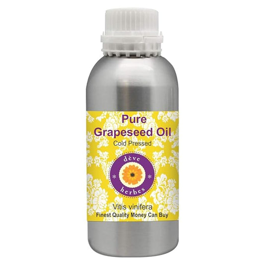 Deve Herbes Pure Grapeseed Oil (Vitis vinifera) 100% Natural Therapeutic Grade Cold Pressed 300ml (10.1 oz)