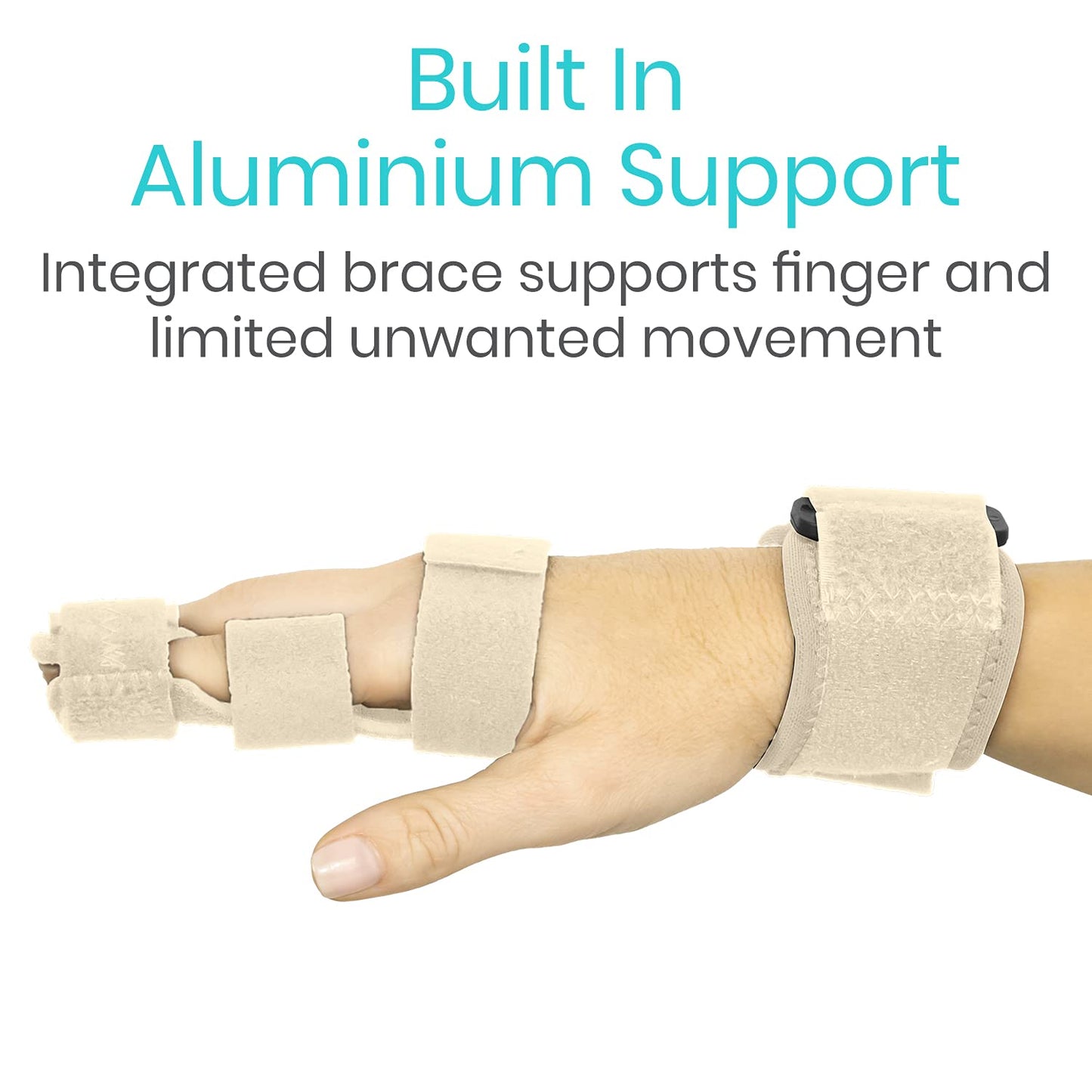 Vive Trigger Finger Splint - Full Hand and Wrist Brace Support - Adjustable Locking Straightener - Straightening Immobilizer Treatment For Sprains, Mallet Injury, Arthritis, Tendonitis (Beige)