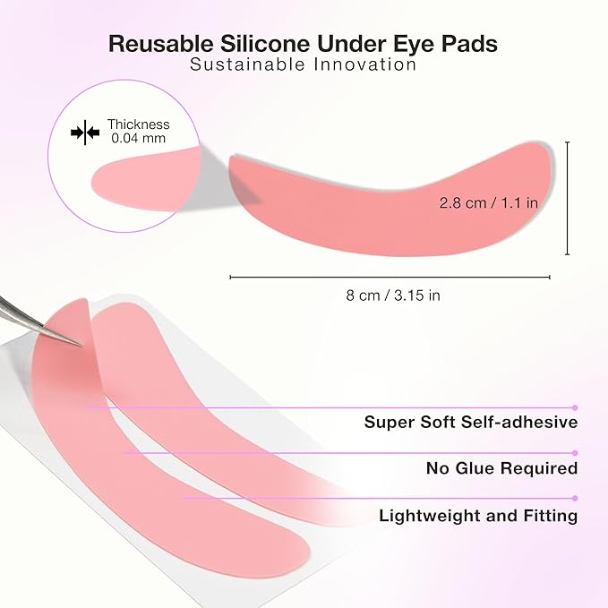 Curacoro Reusable Eye Pads, Silicone Under Eye Patches Lash Lift Cover Eyelash Extension | Soft Pads for Sensitive Skin during Eyelash Perm Lamination & Lash Extensions Remover (White, Style 1)
