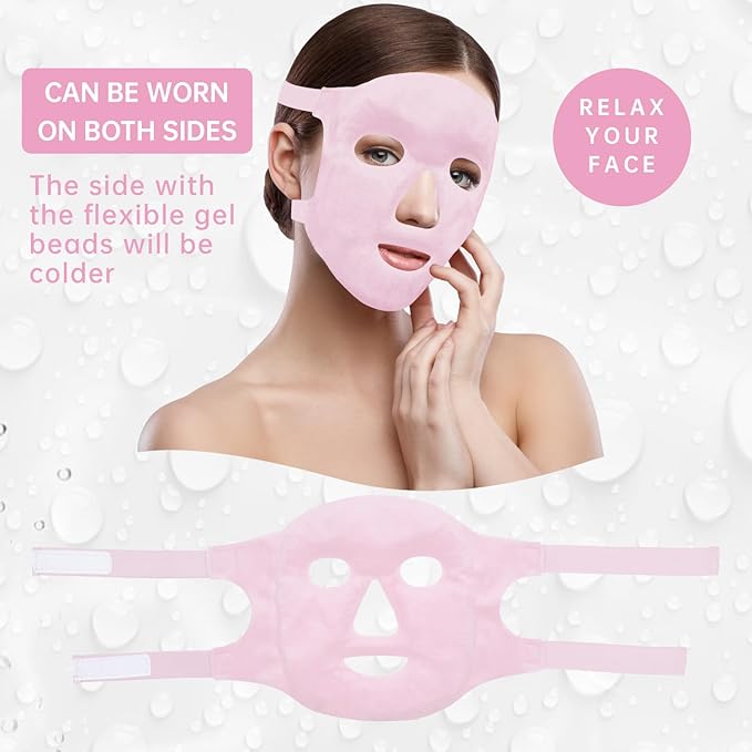ZNÖCUETÖD Bundle of Gel Beads Ice Face Mask for Headaches, Puffy Eyes, Redness, Migraines and Gel Ice Pack Reusable Cooling Eye Pads and Under Patches