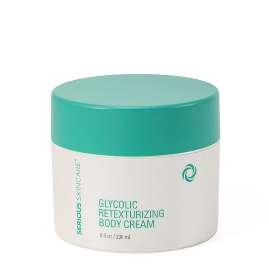 Serious Skincare - Glycolic Firming Retexturizing Body Cream - Moisturizing - Hydrating for Dry Skin - BODY FIT™ - For Crepey and Sagging Skin - Gentle Exfoliation for Smoother Skin - 8 Fl. Oz.