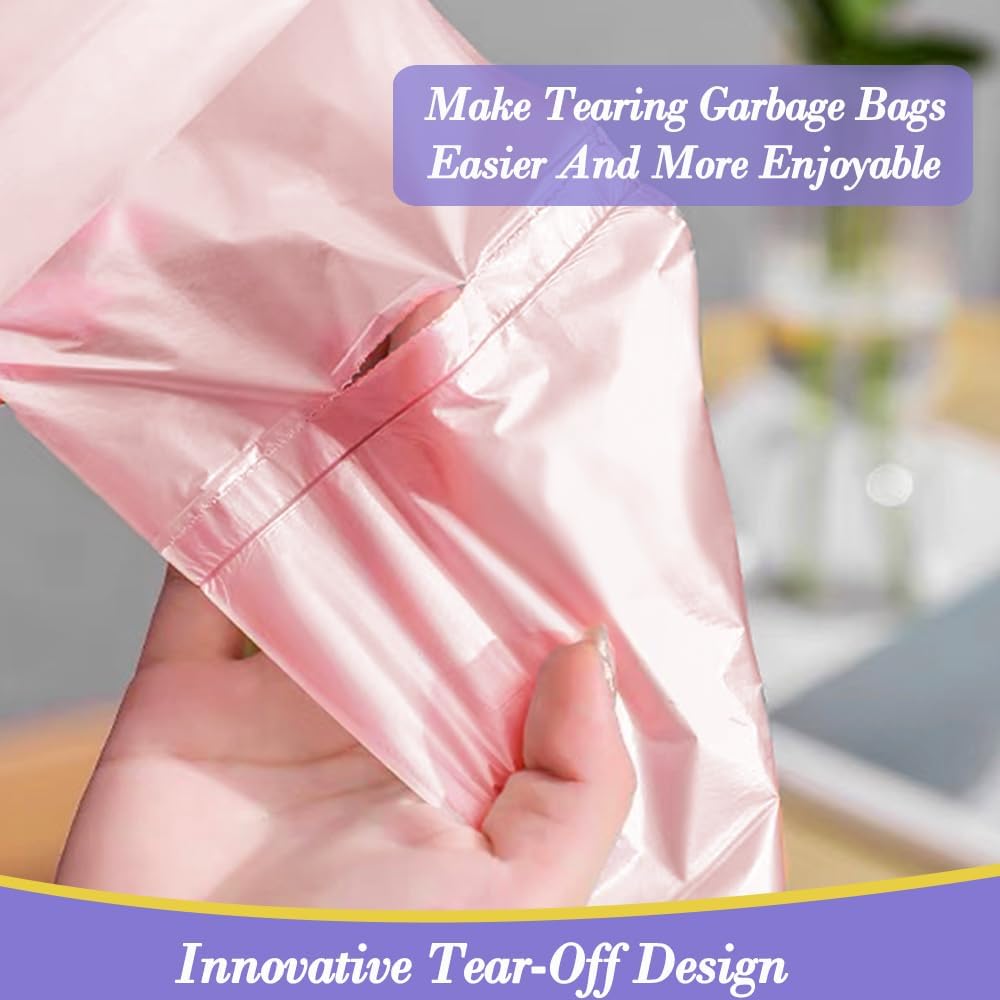 3 Gallon 180pcs Small Pink Trash Bags(Fit 2.6-3.2 Gal) Plastic Strong Pink Garbage Bags, Bathroom Trash Can Bin Liners, Waste Basket Liner, Fit 10-13 Liter, 2.5-2.6 Gallon,3.2Gallon(3-Pink180)