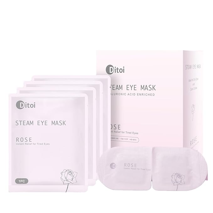 Disposable Hyaluronic Acid Eye Masks for Sleep & Relaxation, Heated Steam Eye Masks for Spa & Travel,Relieving Dry Eyes, Dark Circles & Puffiness, Gifts for Women,Rose 10 Packs
