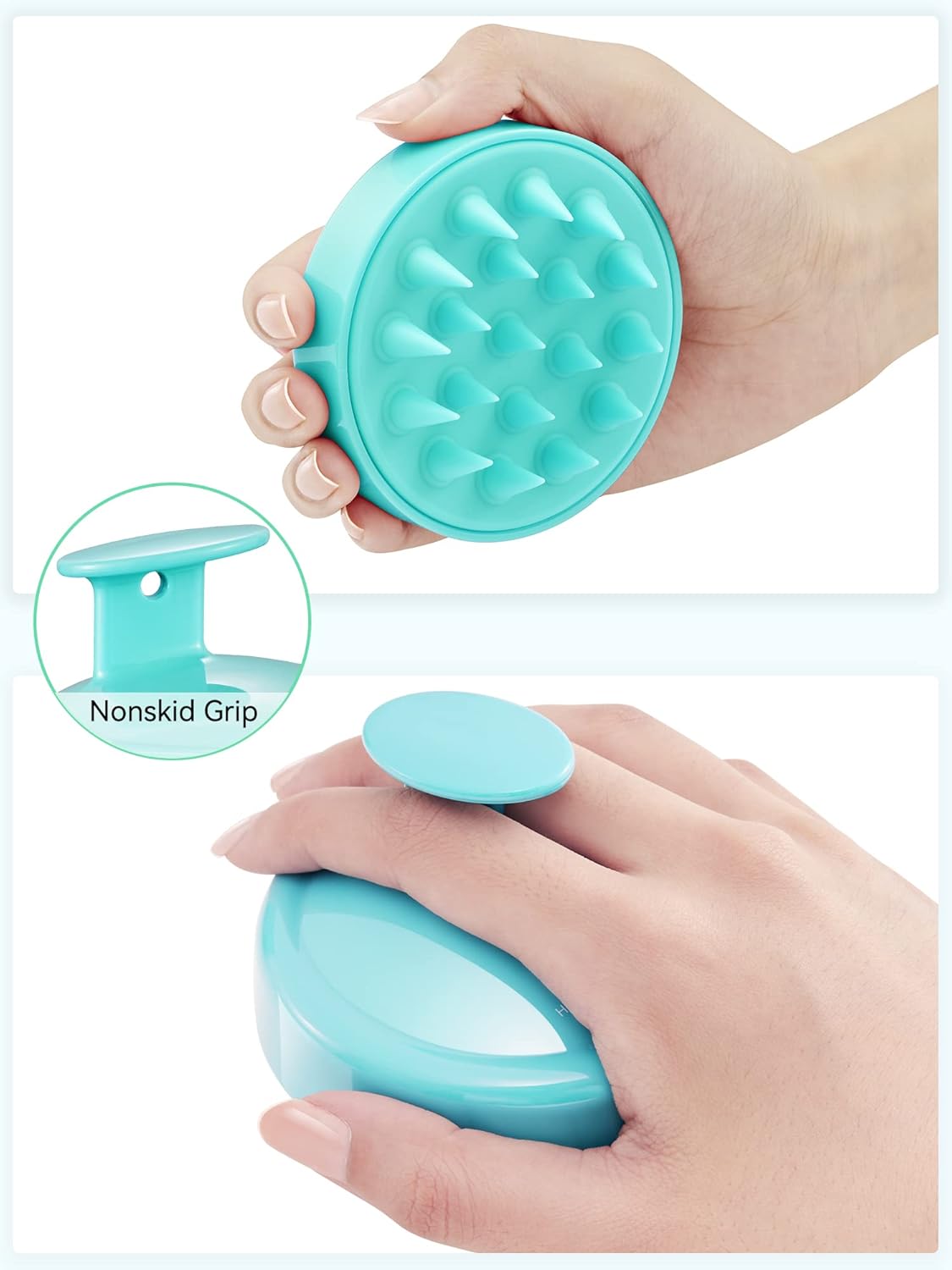 HEETA Scalp Massager Hair Growth, Soft Silicone Scalp Scrubber Shampoo Brush for Exfoliation, Dandruff Removal Head Massage Stress Relax, Wet & Dry Use for Thick Thin Curly Hair Care, Green