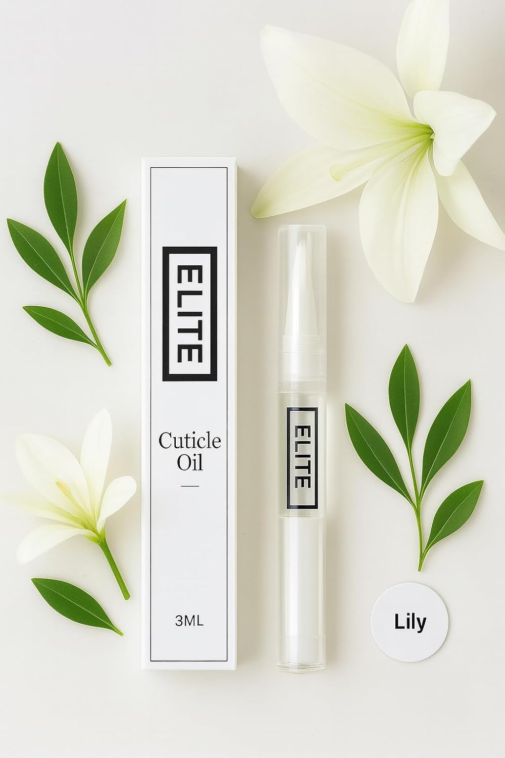 Elite Cuticle Oil Pen (Lily) – Gentle Hydration for Nails & Cuticles with Jojoba Oil & Vitamin E – Floral Nail Care Oil (3ML)