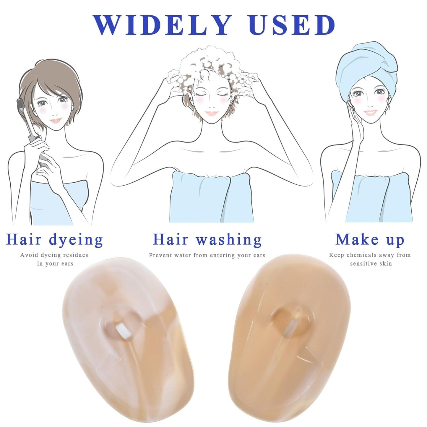 FRCOLOR Waterproof Silicone Hair Dye Ear Covers Durable Ear Protection Caps for Hair Coloring Perm and Bathing Comfortable Fit for Salon and Home Use
