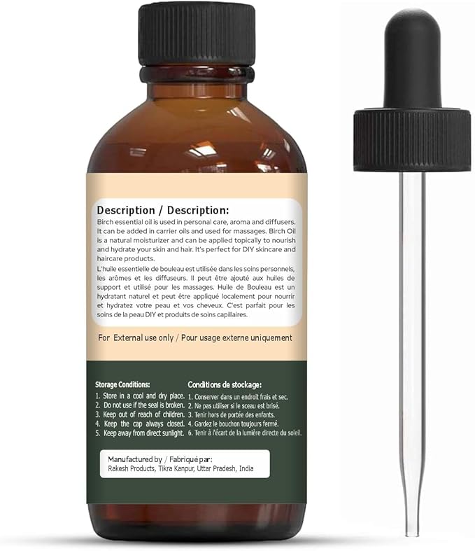Birch (Betula) Oil | Pure & Natural Essential Oil for Skincare, Hair Care, Aroma & Diffusers- 30ml/1.01fl oz