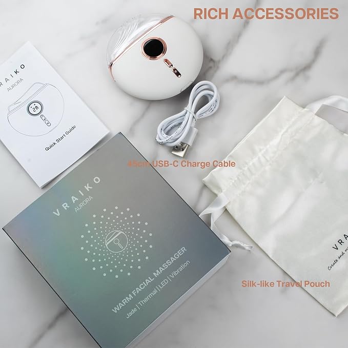Aurora LED Gua Sha Device, Jade Stone Gua Sha Facial Tool with Heat and Vibration, Face Massager for Anti-Aging Wrinkles Puffiness Skin Rejuvenation and Toning (Aurora)