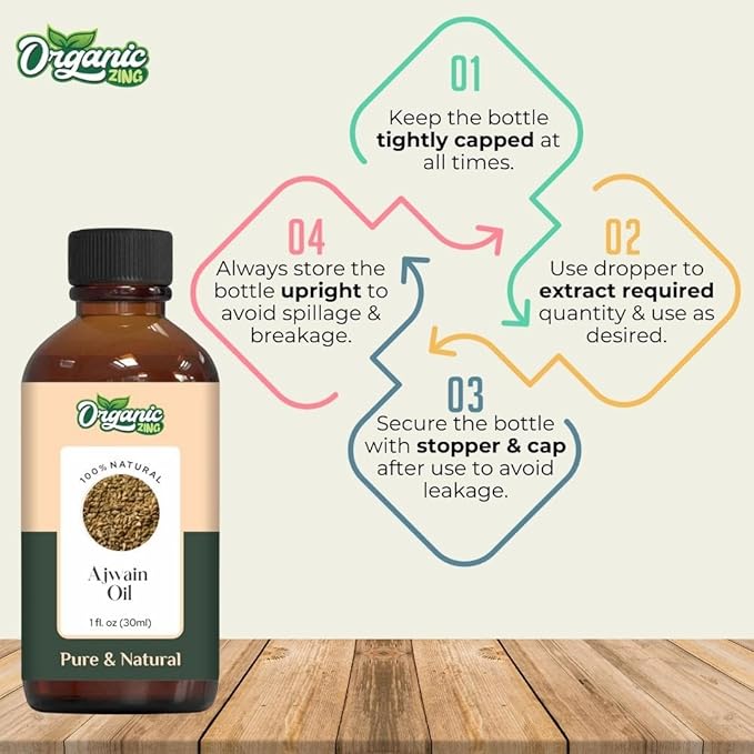 Ajwain (Trachyspermum Ammi) Oil | Pure & Natural Essential Oil for Skincare, Hair Care & Massage - 30ml/1.01fl oz