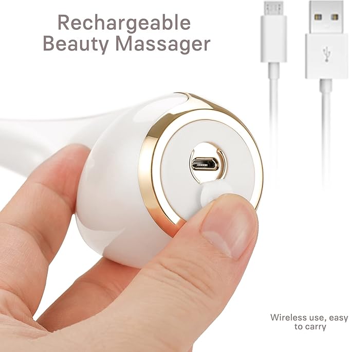 Ms.W 3-in-1 Beauty Massager for Face and Neck, Facial Massager with Heat, Vibration and Led, Electric Face Massager for Skin Improve, Smooth, Firm