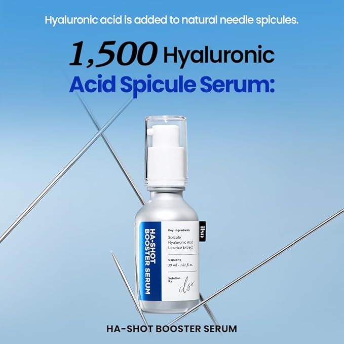 ILSO H-A Shot Booster Serum, Hyal-Spicule Exfoliating Serum, 0.5oz, Improves Skin Texture and Pore Tightening, Moisturizing Formula