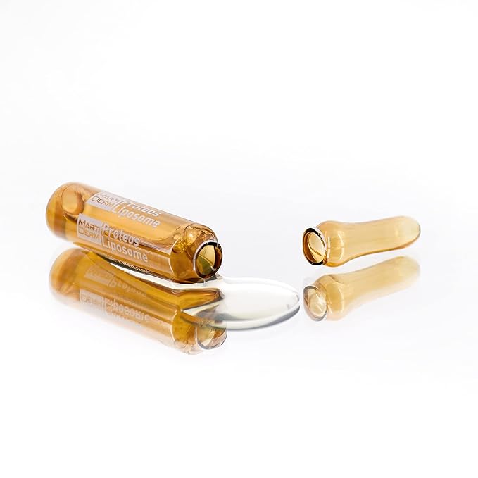 MartiDerm Proteos Liposome Ampoule for Women and Men with Proteoglycans, Vitamin E and C, for Oily Skin Deep Moisturizer and Firming, 30 Ampoules.