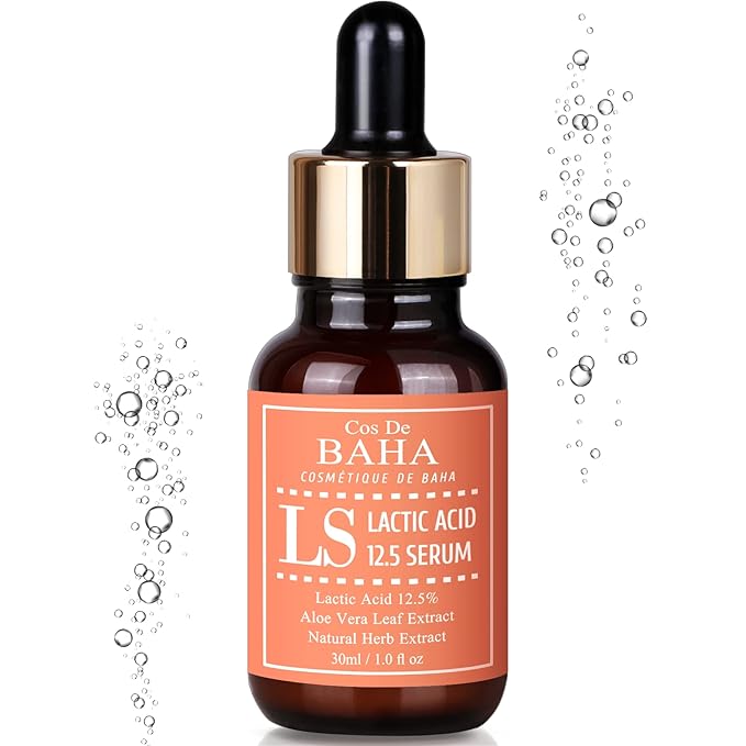 Lactic Acid 12.5% Hydrating Serum with Botanical Extracts - Gentle Skin Renewal and Radiance, Enhanced with Aloe Vera and Green Tea, Soothes and Balances for a Glowing Complexion, 1 Fl Oz (30ml)