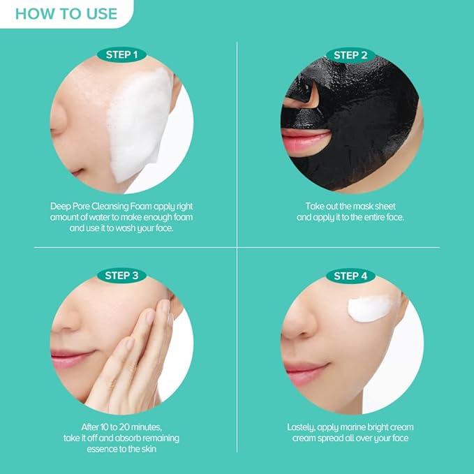 JM Solution Marine Luminous Pearl Deep Moisture 3 Step Skin Care Face Mask - Korean Skincare Facial Mask - boosting Brightening Moisturizing-10 Sheets for Dry Skin (Black Pearl)