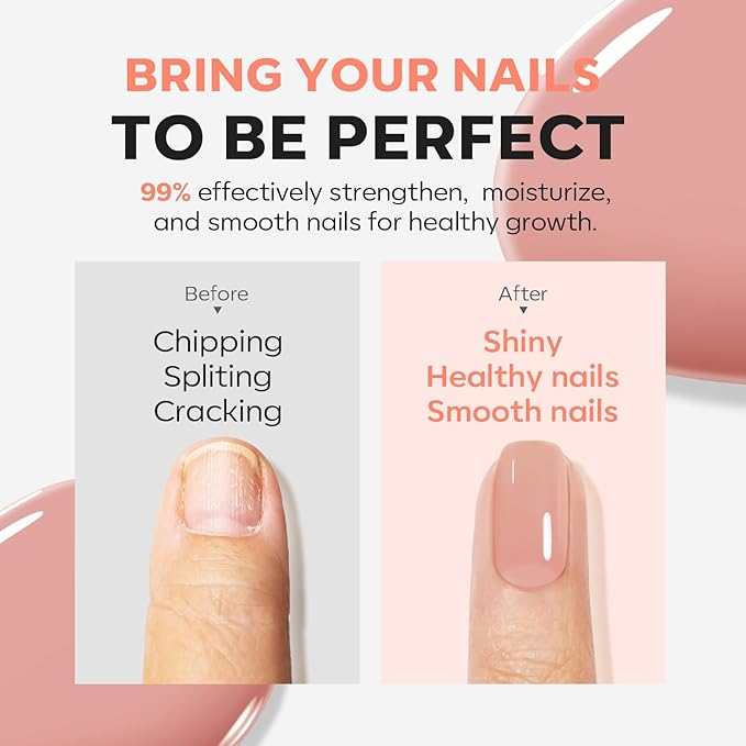 modelones Nail Strengthener Ridge Filler for Nails Repair Kits Jelly Nude Nail Polish for Thin Weak & Damaged Nails Hardener for Nail Protection, Nail Care, 15ml
