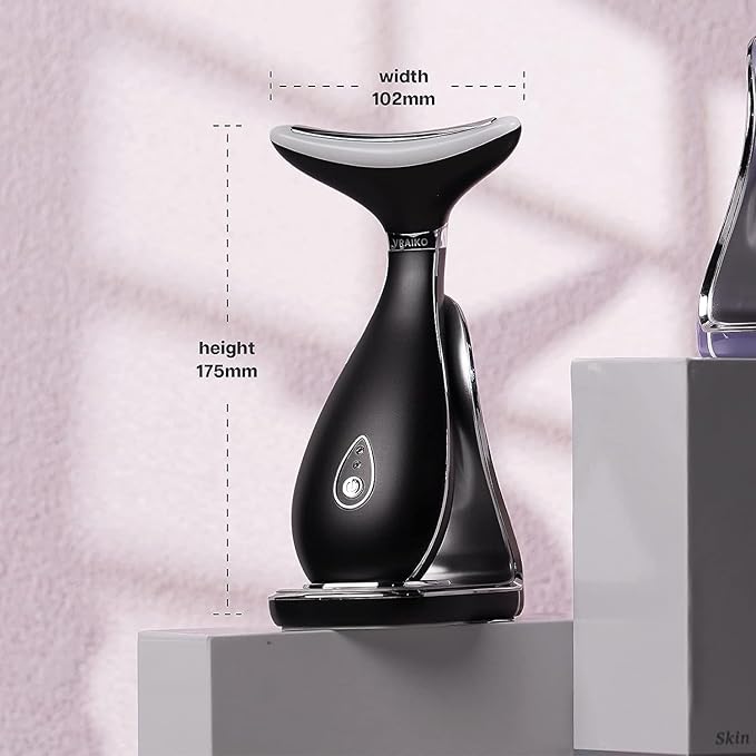 Lily Neck Face Massager, Skin Rejuvenation Beauty Massager, 3-in-1 at-Home Facial Spa Tool, Lifting, Toning and Tightening for a Radiant Appearance (Space Black)