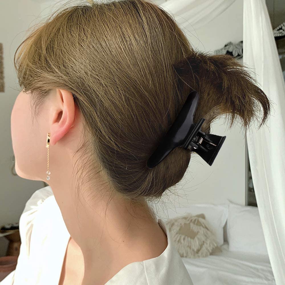 Ondder 24 Pcs White Black Hair Clips for Styling Sectioning Butterfly Pro Salon Hair Clips Clamps for Cutting, Styling, Sectioning Hair Accessories for Women