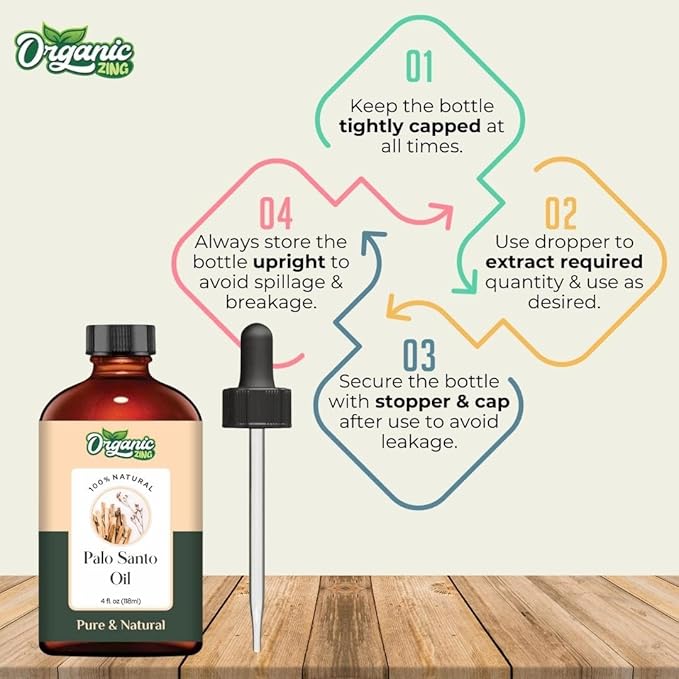 Palo Santo (Bursera graveolens) Oil | Pure & Natural Essential Oil for Aroma, Diffusers, Skincare & Hair Care- 118ml/4 fl oz