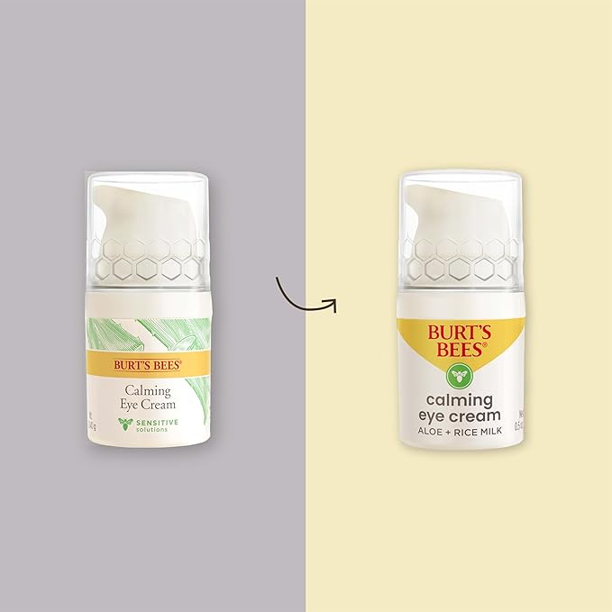 Burt's Bees Calming Eye Cream With Aloe and Rice Milk, Moisturizes Without Causing Redness or Irritation, 98.7 Percent Natural Origin Skin Care, 0.5 oz. Bottle