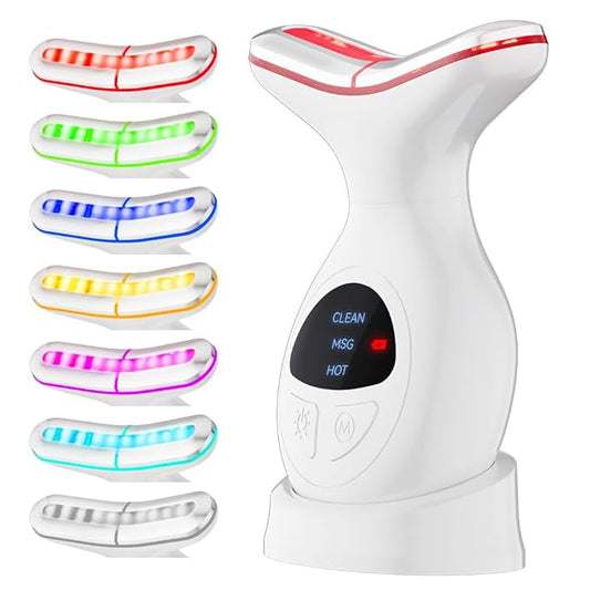 Face Neck Massager, 7-in-1 Face Sculpting Tool, Facial Massager for Skin Care, Face Massager with Vibration（White）