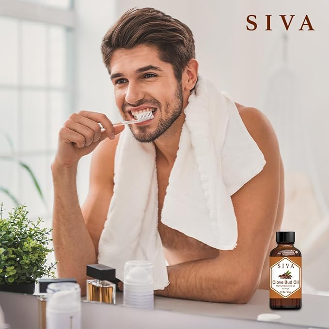 SIVA Clove Bud Essential Oil - 1 Fl Oz – Natural Clove Bud Oil - for Diffuser, Face, Skin Care, Aromatherapy, Hair Care, Scalp and Body Massage - with Dropper