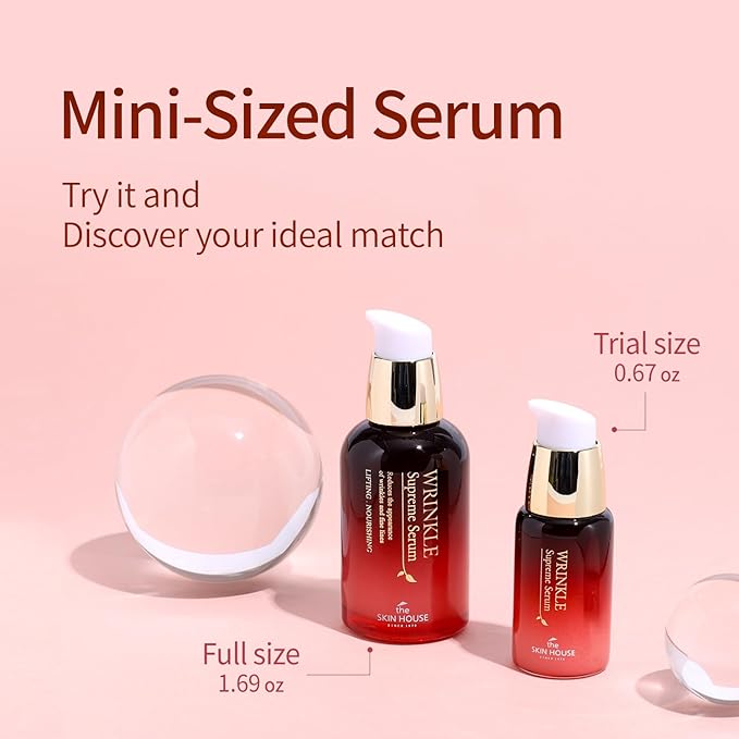 the SKIN HOUSE Wrinkle Supreme Serum 0.67 fl.oz + 1.69 fl.oz | Ginseng, Adenosine, Wrinkles, Fine Lines, Korean Skin Care