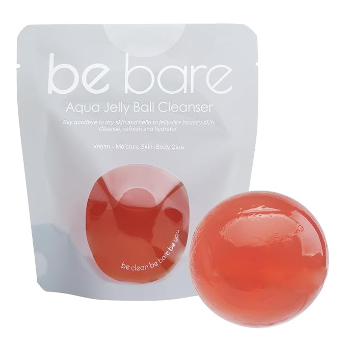 Pamper Me Kit & Be Bare Peachy Jelly Ball Cleanser, Korean Face Wash and Masks Self Skin Care Gifts for Moisturizing, Protectant, Exfoliation and Hydrating -Fresh Aqua (7 pc and 1.41oz)
