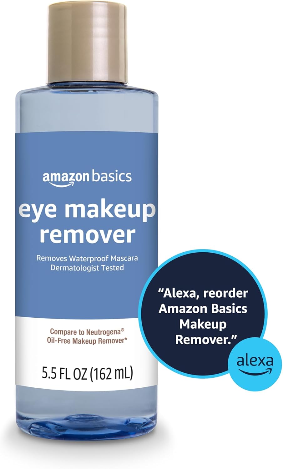Amazon Basics Eye Makeup Remover, Removes Waterproof Mascara, Dermatologist Tested, Fragrance Free, 5.5 Fl Oz (Pack of 2)