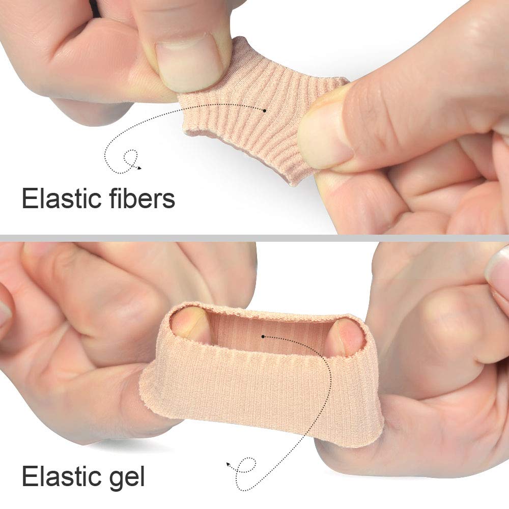 Cuttable Toe Tubes Sleeves 5 Pack Large Size, Made of Elastic Fabric Lined with Silicone Gel. Toes Sleeve Protectors Relief Toe Pressure Pain, Corn and Calluses Remover