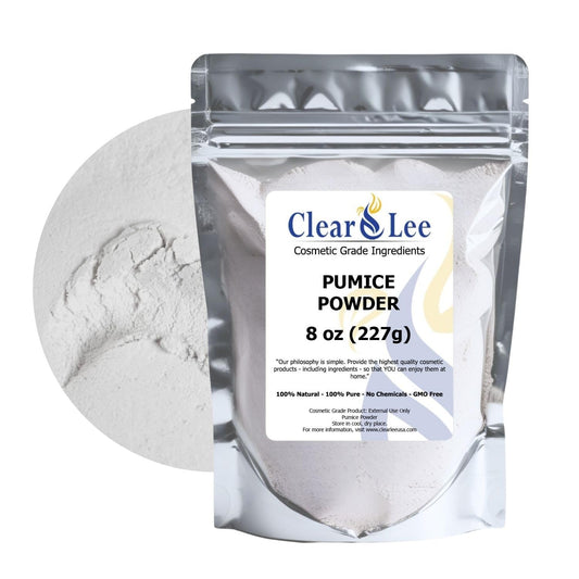 ClearLee Cosmetic Grade Pumice - 100% Pure Natural Grain/Powder - Great For Skin Exfoliation in DIY Soaps, Masks, Scrubs for Face, Body, Foot (8oz, Powder)