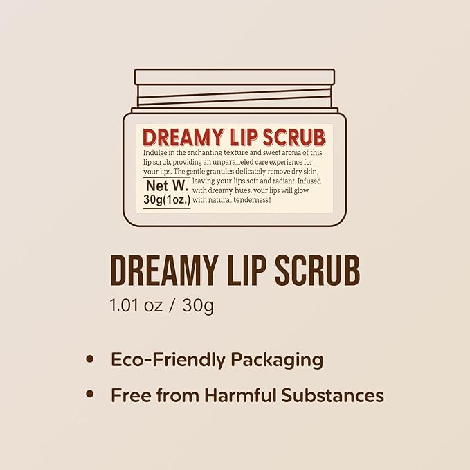 EJW Nourishing Lip Scrub - Infused with Coconut Oil, Olive Fruit Oil, and Jojoba Seed Oil, 1.05oz - Exfoliate, Hydrate, and Glow for Chapped Dry, Dark Lips